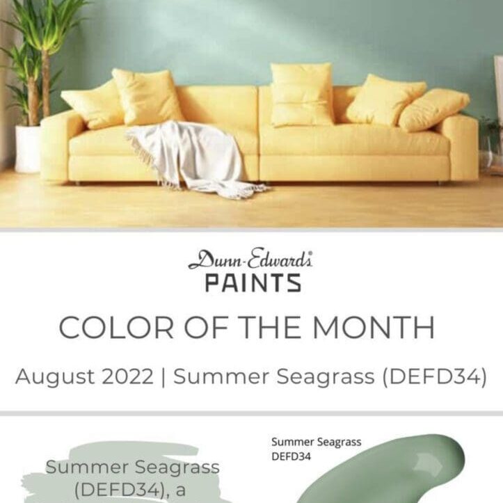 Dunn Edwards August 2022 Color of the Month | Summer Seagrass. All Los Angeles Painting Company, Inc.