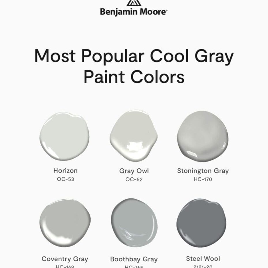 Benjamin Moore Most Popular Cool Gray Color Palette. All Los Angeles Painting Company, Inc.