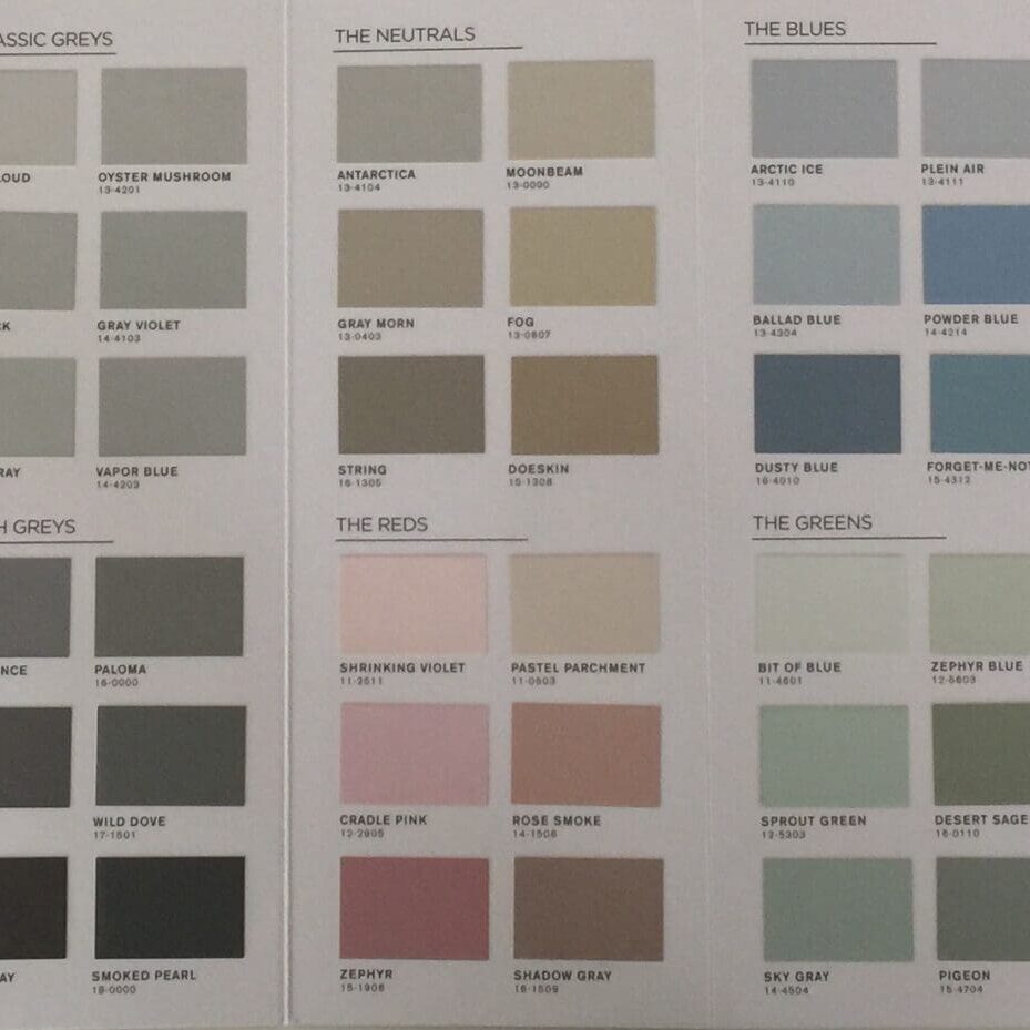 Pantone Colors Fleetwood Paint Color Chart.