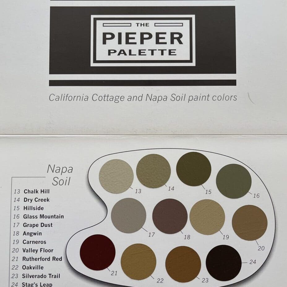 Pieper Napa Soil Paint Color Palette.