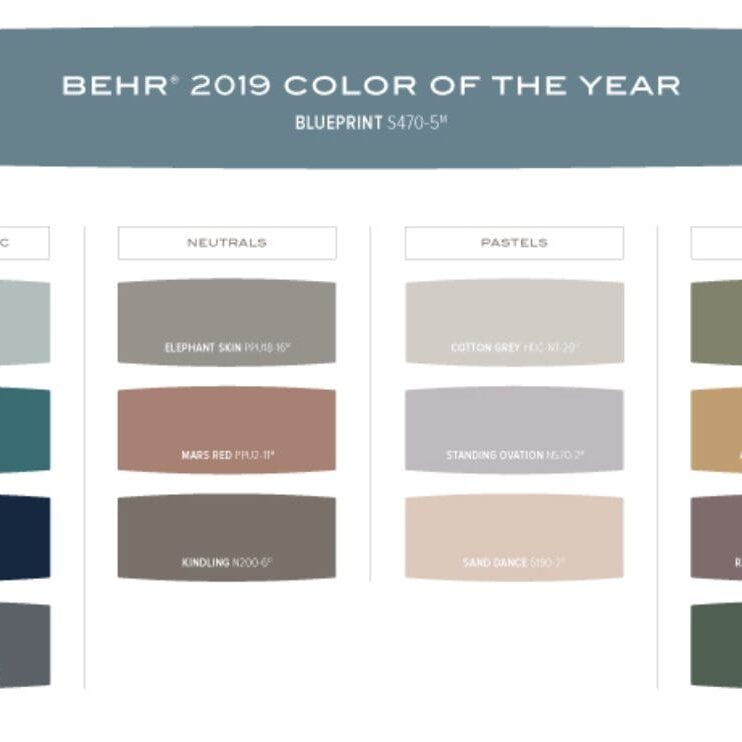 2019 Behr Trending Color Palette