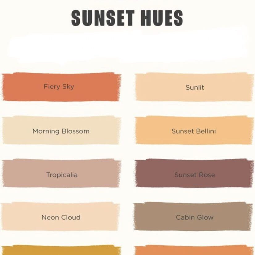 Valspar Sunset Inspired Paint Color Palette.