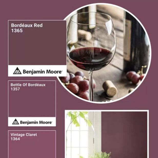 Benjamin Moore Red Wine Inspired Color Palette. All Los Angeles Painting Company, Inc.